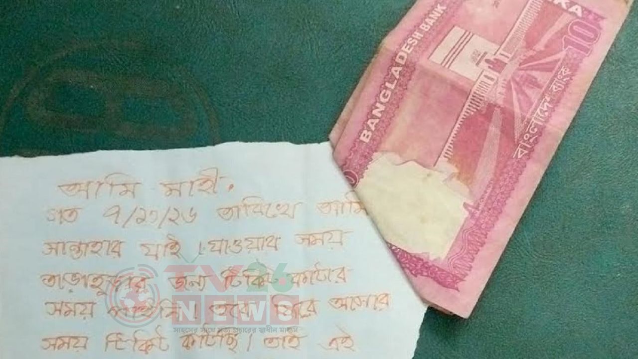 বিনা টিকিটে ট্রেন ভ্রমণ, অনুতপ্ত হয়ে টাকা ও চিরকুট রেখে গেলেন যাত্রী