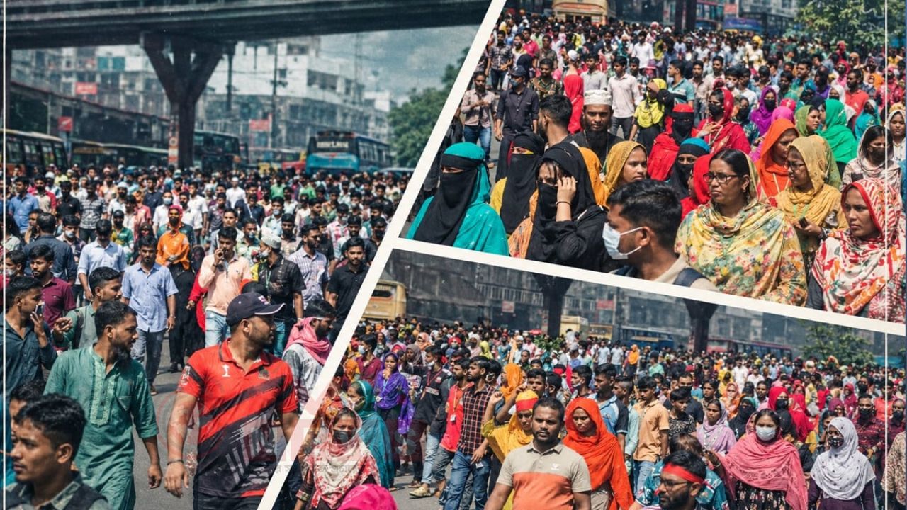 বেতন বৃদ্ধির দাবিতে আজও উত্তরায় গার্মেন্টস শ্রমিকদের বিক্ষোভ মিছিল
